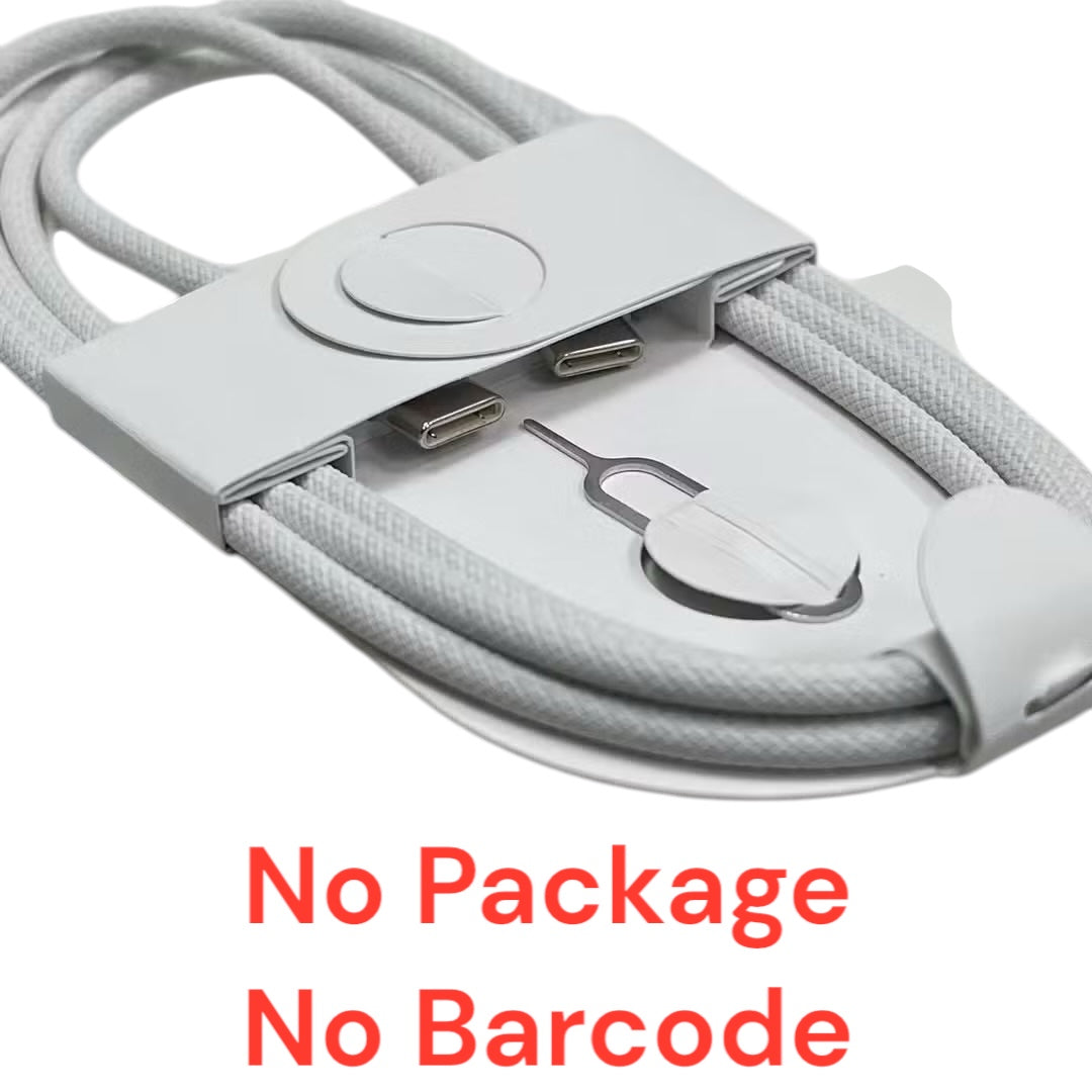 IPhone 16 compatible Usb-C to Usb-C Braided Cable White 1M / 3Ft Bulk (No packaging)