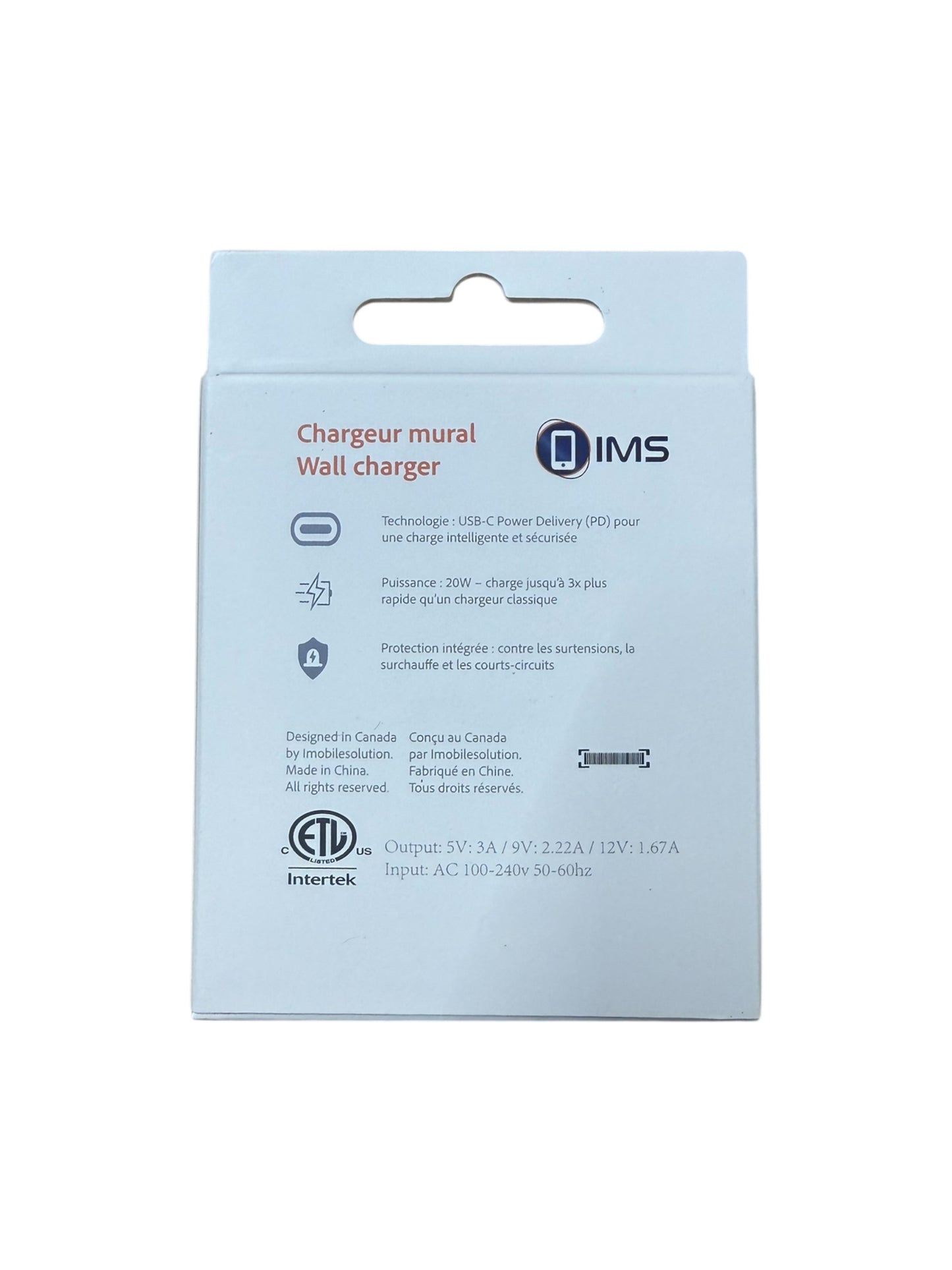 IMS USB-C 20W WALL CHARGER BLACK