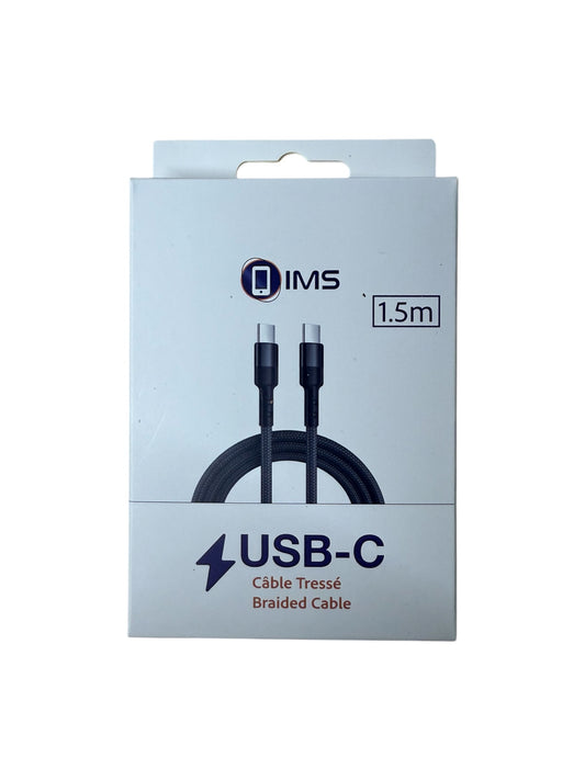 IMS USB-C / USB C BRAIDED CABLE BLACK 1.5M